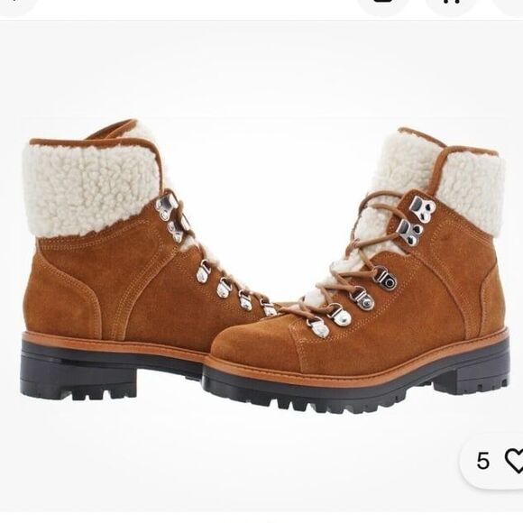 Marc Fisher Isalia Boots Tan Suede Sherpa Lug Sole Women’s Size 8.5 - Picture 12 of 12